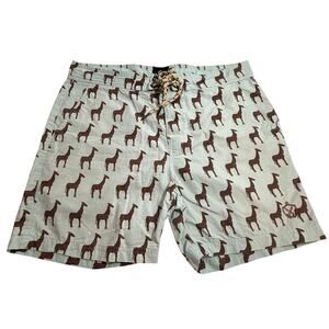 Zanerobe Camel Print Cotton Drawstring Board Shorts Size 34